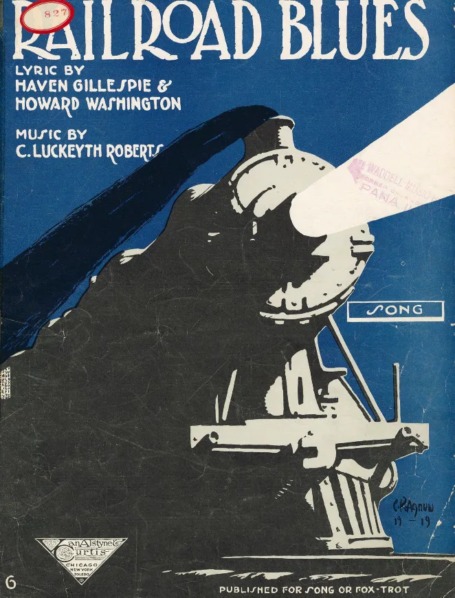 The Harlem Renaissance — 1920 Sheet Music Cover "Railroad Blues"